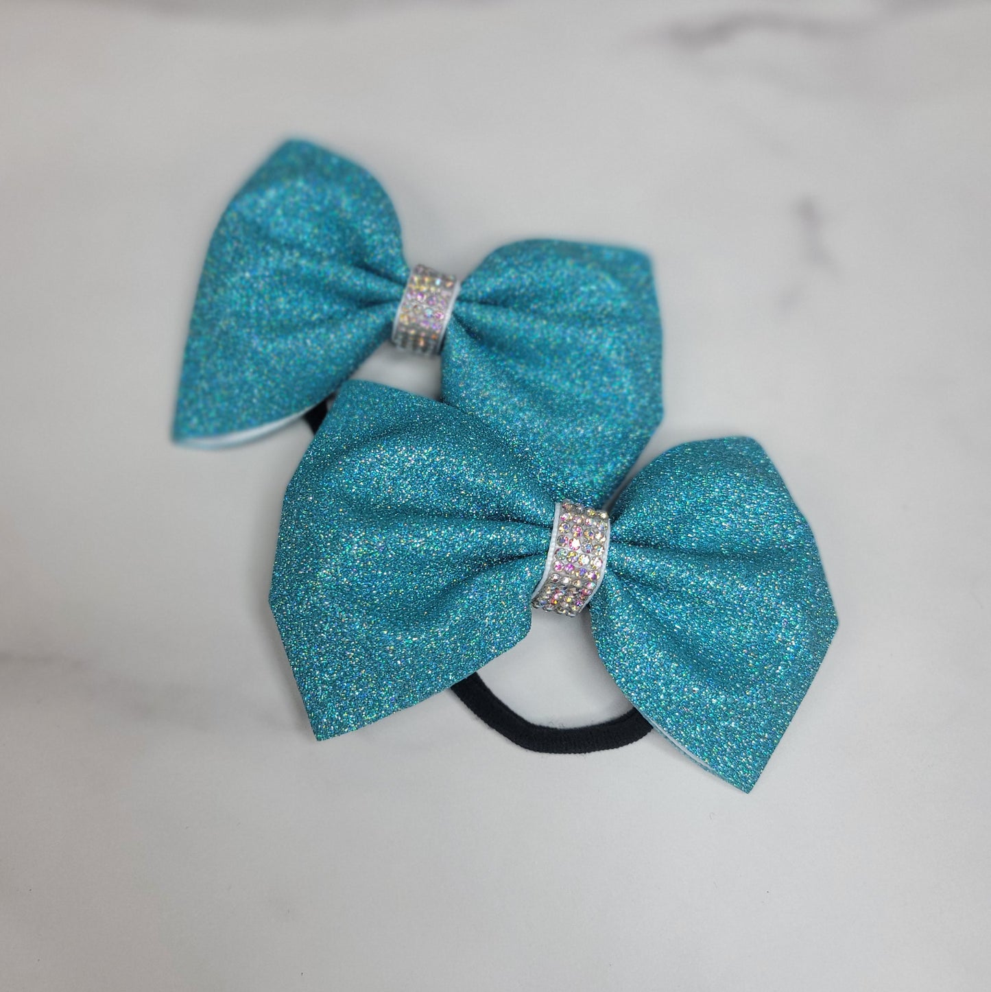 Aqua Glitter Mini Bow