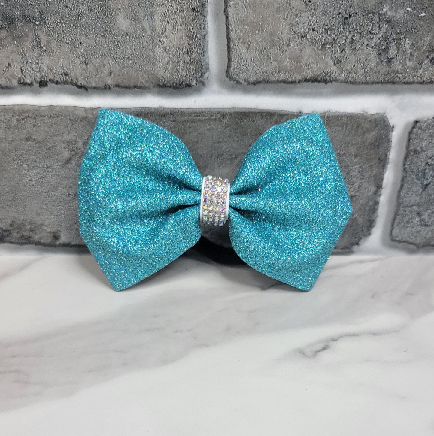 Aqua Glitter Mini Bow