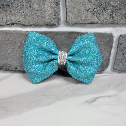 Aqua Glitter Mini Bow