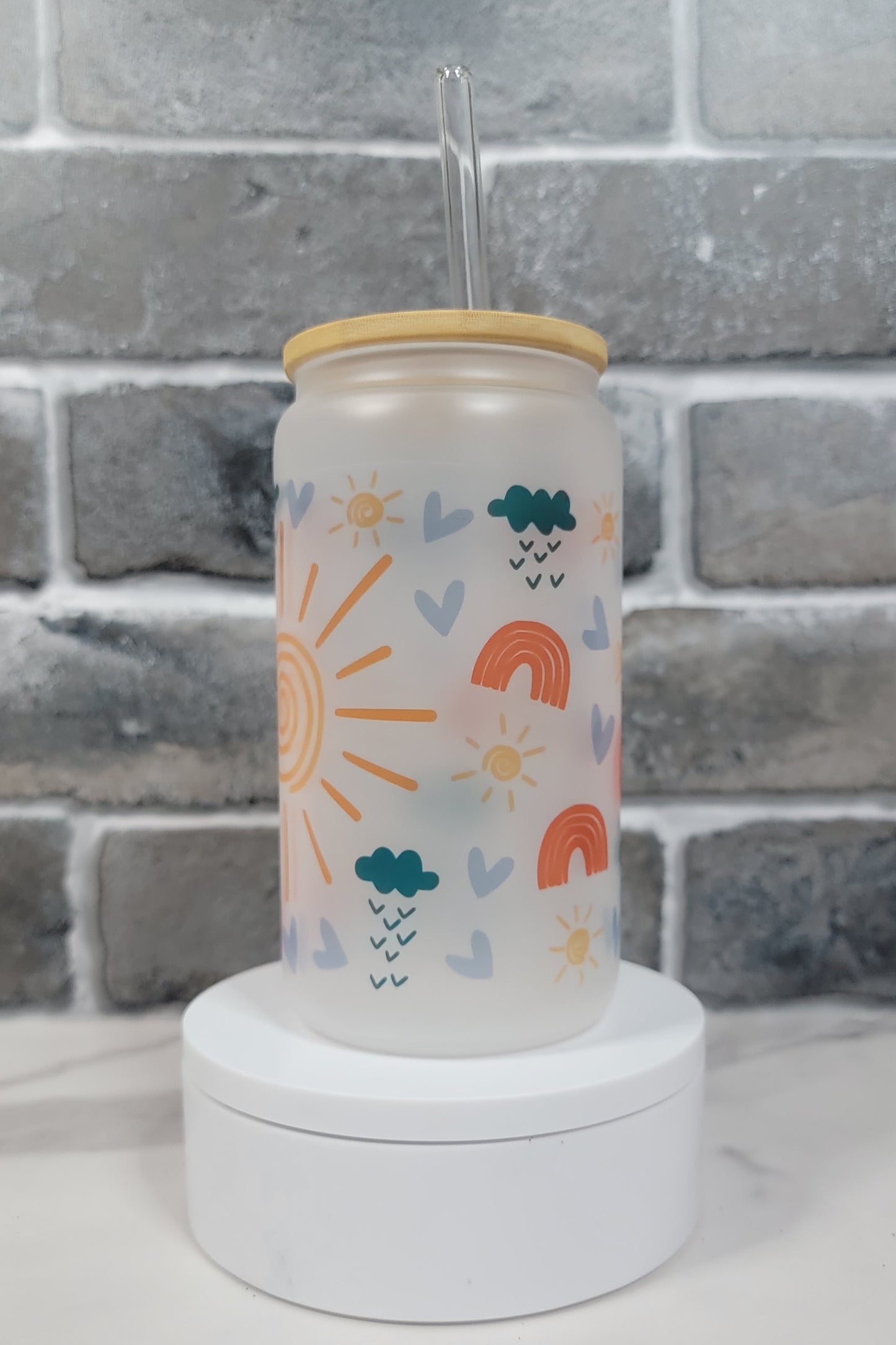 Rainbows and Sunshine Glass Cup