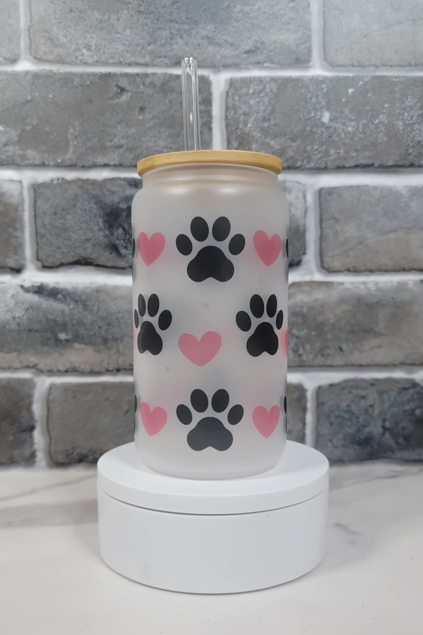 Paw Print Glass Cup