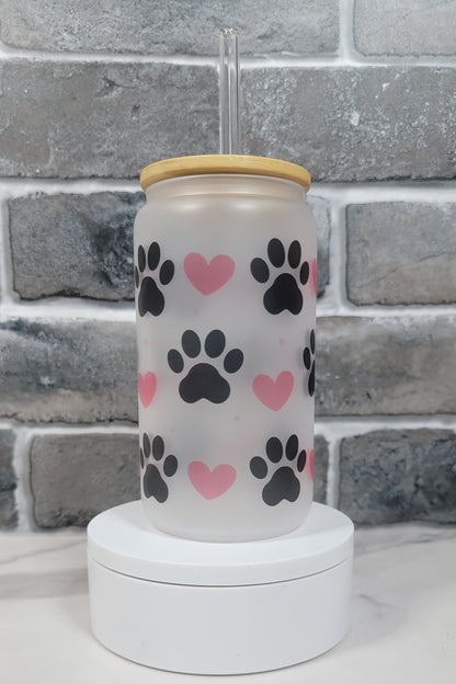 Paw Print Glass Cup