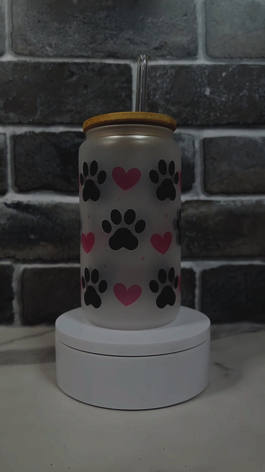 Paw Print Glass Cup